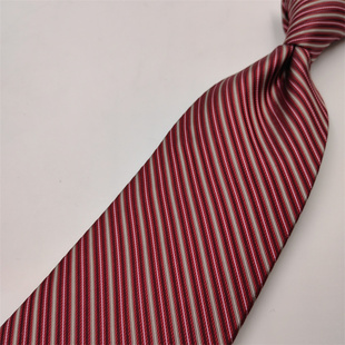 出口现货红色条纹宽版男士新郎婚礼演出主持真丝领带西服公益宝贝