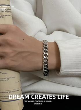 【定制刻字】高级感钛钢古巴手链男女个性定制刻字手链情人节礼物