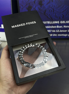 MASKED FOXES精工抛光钛钢古巴手链男生个性潮人高级感光面手饰酷
