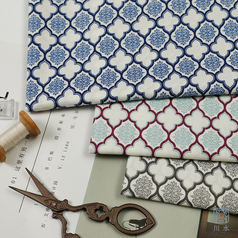 wwei日本进口yuwa有轮平纹棉布菱形素雅拼布lo裙娃衣diy服装布料