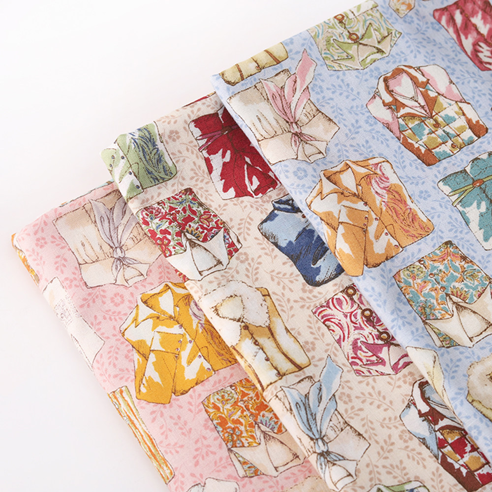 wwei 日本进口yuwa有轮平纹棉布卡通衣服图案服装拼布包包diy布料