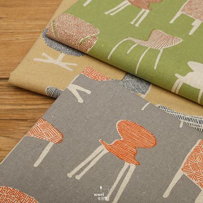 diy日本椅子复古服装棉麻布料