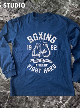 拳击长袖 拳击训练服 长袖男T恤  秋冬男上衣 全棉T恤男 Boxing衣