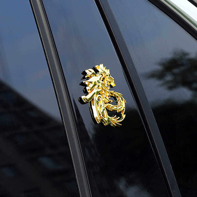 汽车专用车贴立体龙字金银龙年金属贴后尾标车身装饰贴改装车标贴