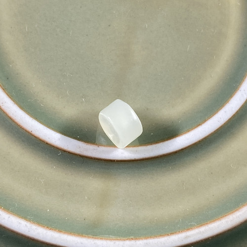 新疆和田玉白玉籽料仿古隔片直切卡6腰珠顶珠佛珠配件