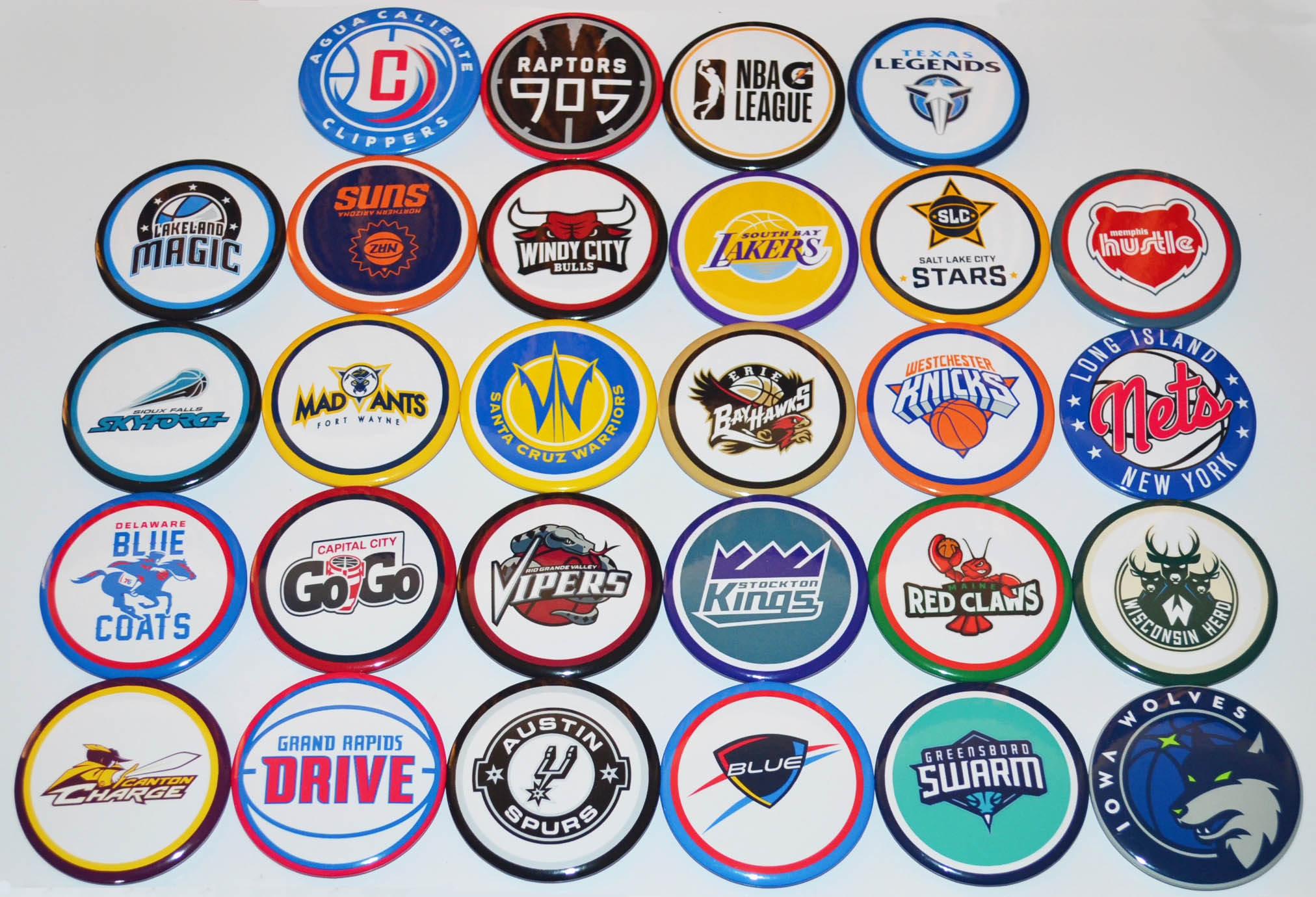 nbdl周边 nba发展联盟球队30枚全套 徽章胸针冰箱贴启瓶器贴纸