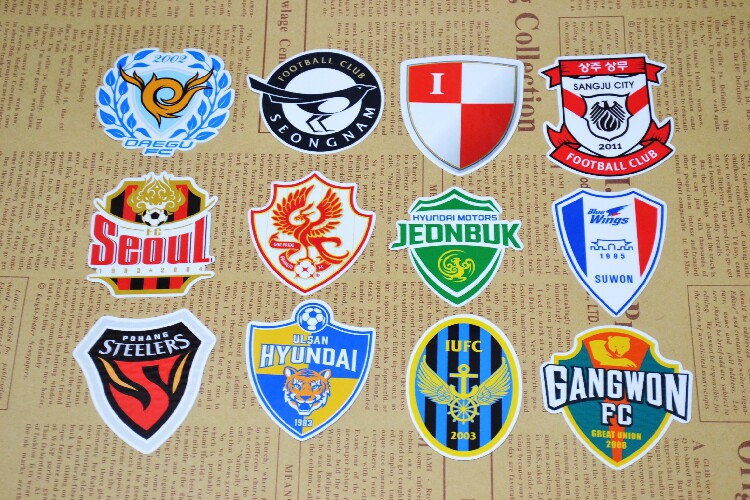 新赛季韩国k联赛 全套球队队标防水不干胶贴纸/箱包贴/笔记本贴