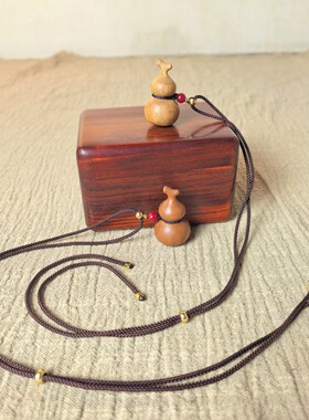 老桃木葫芦车挂项链吊坠毛衣链天然实木中式简约