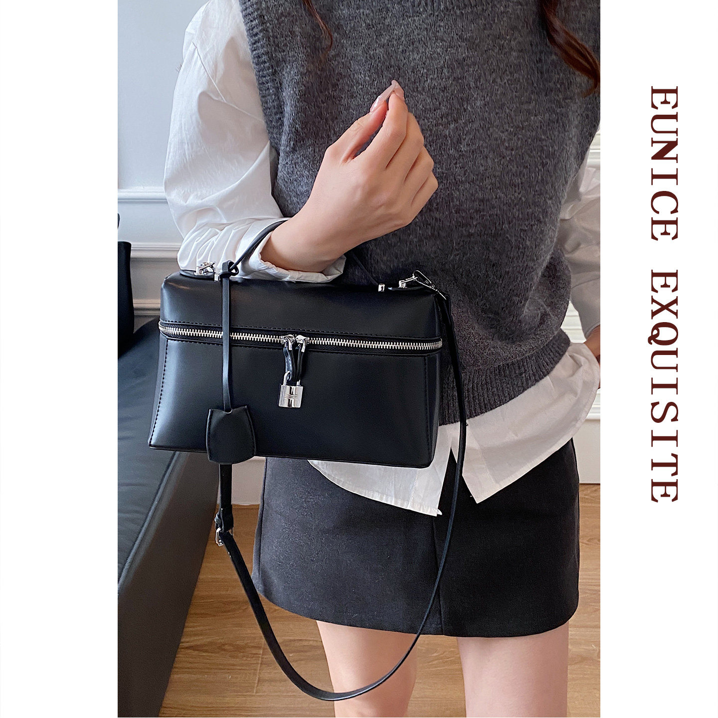 高级质感真皮盒子包包女款超火精致单肩斜挎包轻奢小众手提小方包