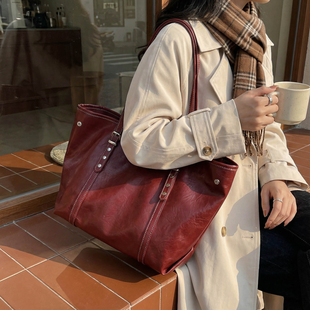 EUNICE 大容量真皮单肩托特包 EXQUISITE高级质感复古腋下包包女款