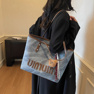 EUNICE 大容量轻奢复古单肩包 EXQUISITE高级质感牛仔托特包包女款