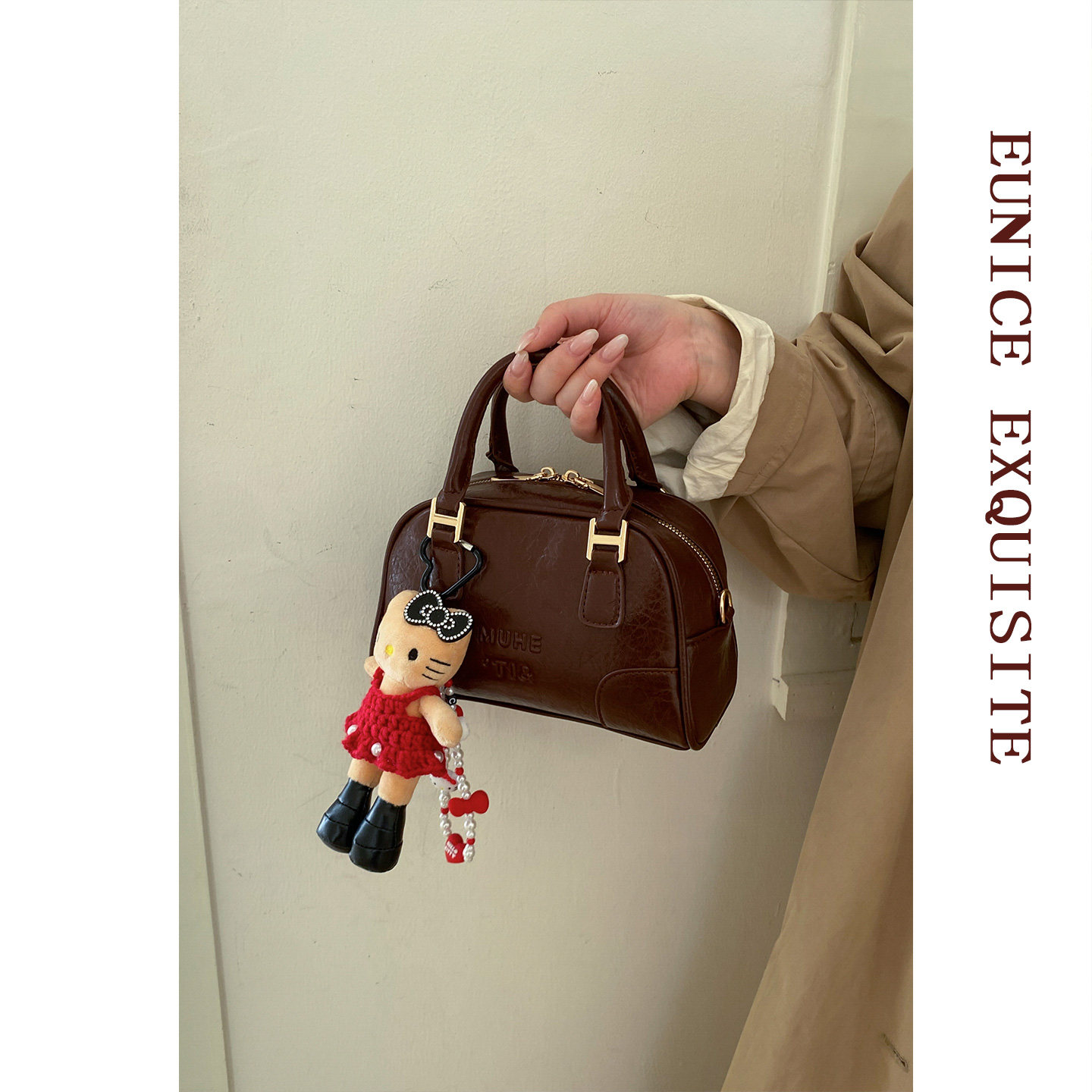 高级感复古手提包包女款轻奢小众单肩斜挎包时尚百搭真皮波士顿包