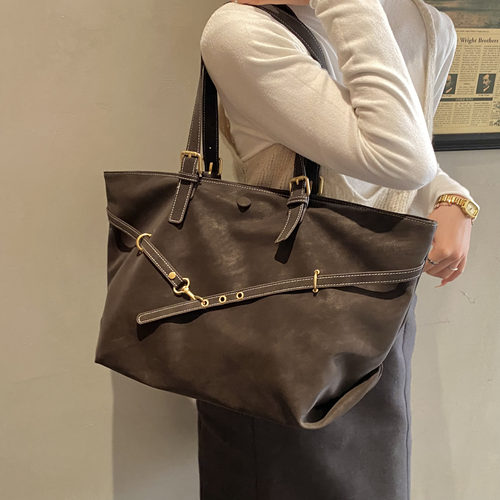麂皮绒大容量托特包包女款慵懒风
