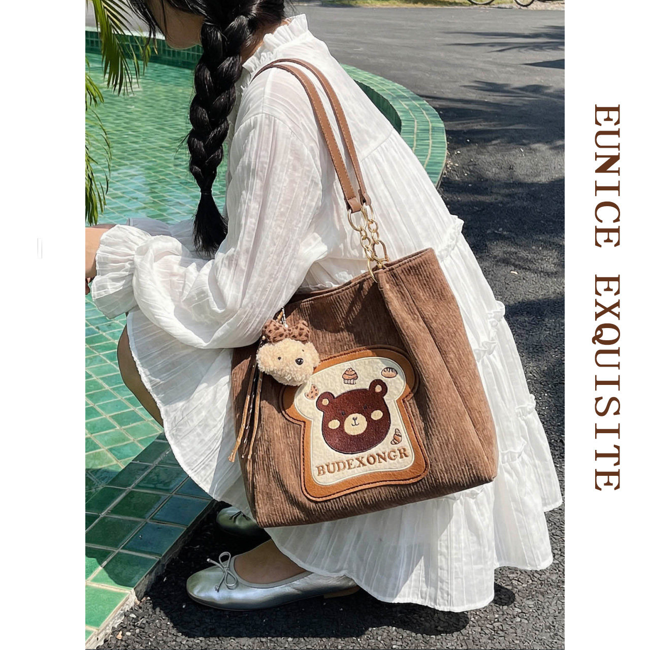 复古大容量卡通绒布托特包包女款时尚休闲百搭通勤手提单肩腋下包,箱包皮具/热销女包/男包,通用款女包,淘宝优惠券,粉丝福利购,淘宝优惠卷