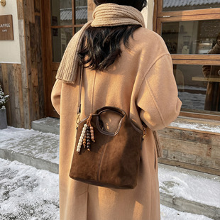 EUNICE 大容量子母手提托特包 EXQUISITE麂皮绒磨砂单肩斜挎包女款