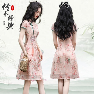 苏州旗袍 2026新款 现代改良时尚 中国风绣花网纱奥黛日常少女年轻款
