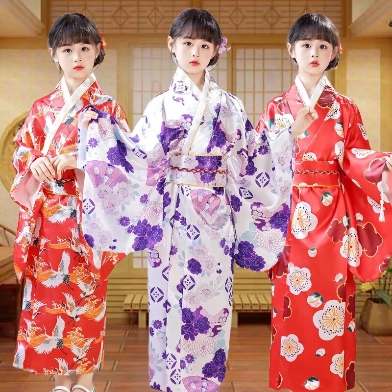 儿童和服日式浴袍表演服蝴蝶中大童演出舞台服装女童和服2026新款