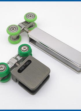 淋浴房不锈钢细长吊夹浴室玻璃屏风推拉移门304精铸件枪灰色横片