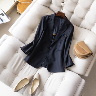 99%精细薄羊毛轻奢通勤知性人字纹修身一粒扣春春西装外套女新款