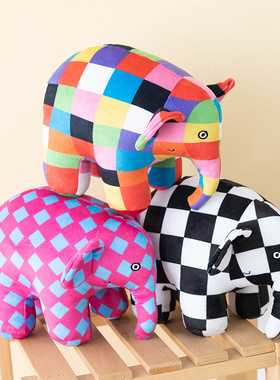 花格子大象艾玛玩偶公仔Elmer the Elephant毛绒玩具布偶益智玩具