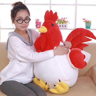 仿真大公鸡毛绒玩具鸡年吉祥物老母鸡小鸡公仔声控大红公鸡抱枕