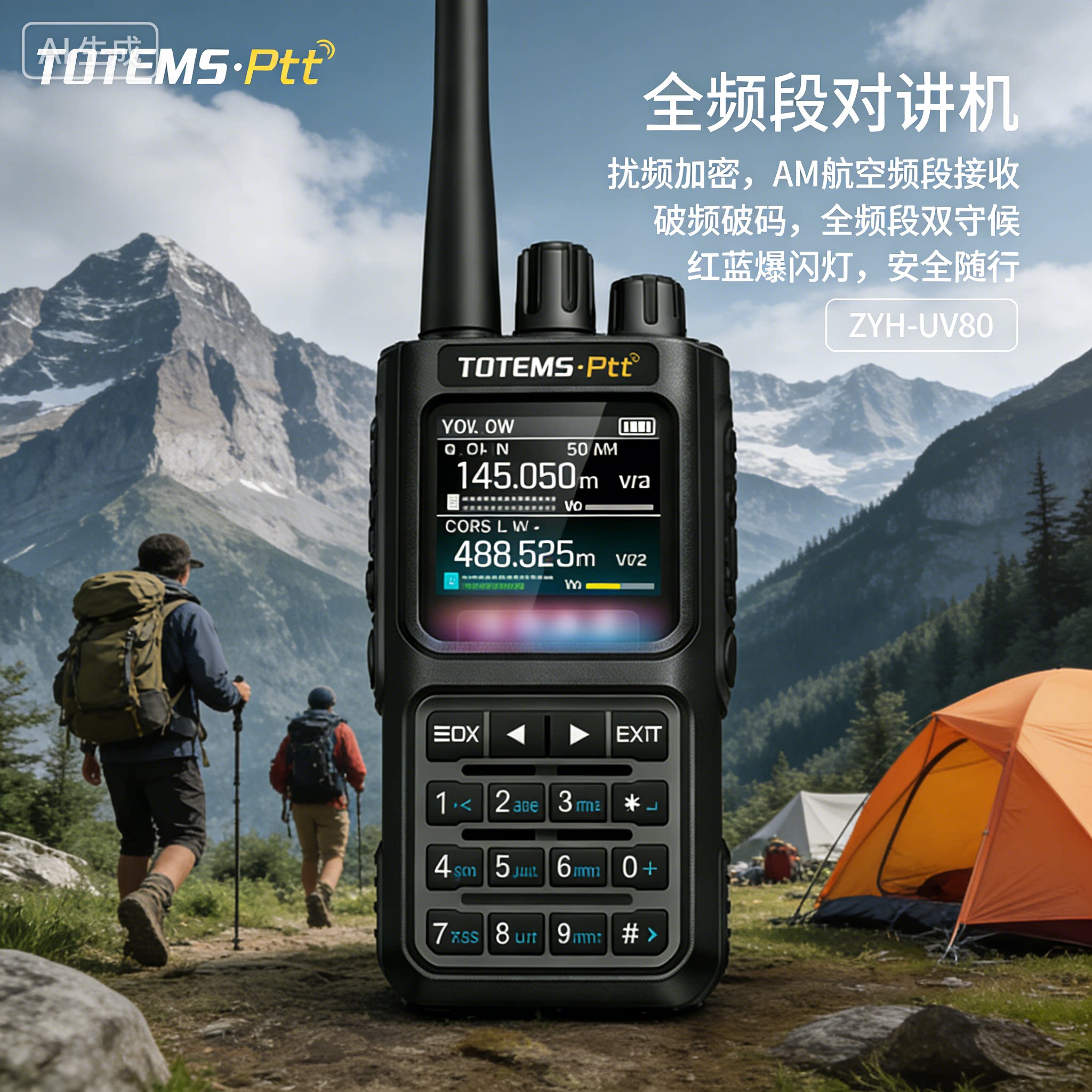 卓羽航 ZYH-UV80 大功率双段对讲机自驾游户外10瓦手台大功率调频