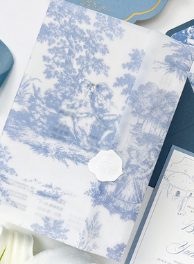 现货半透明硫酸纸法式仕女13x19cm婚礼请柬邀请函封套3折腰封条