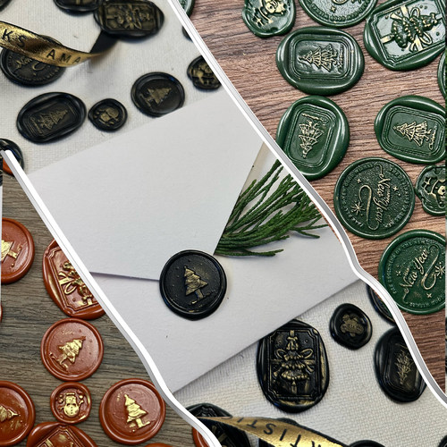 手工火漆圣诞节日新年贴