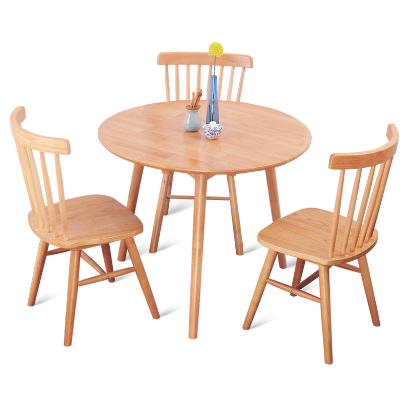 实木休闲风阳台组合圆餐桌定制