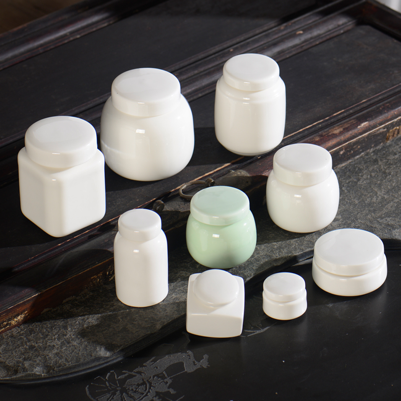 陶瓷硅胶密封圈盖子白瓷茶叶罐子