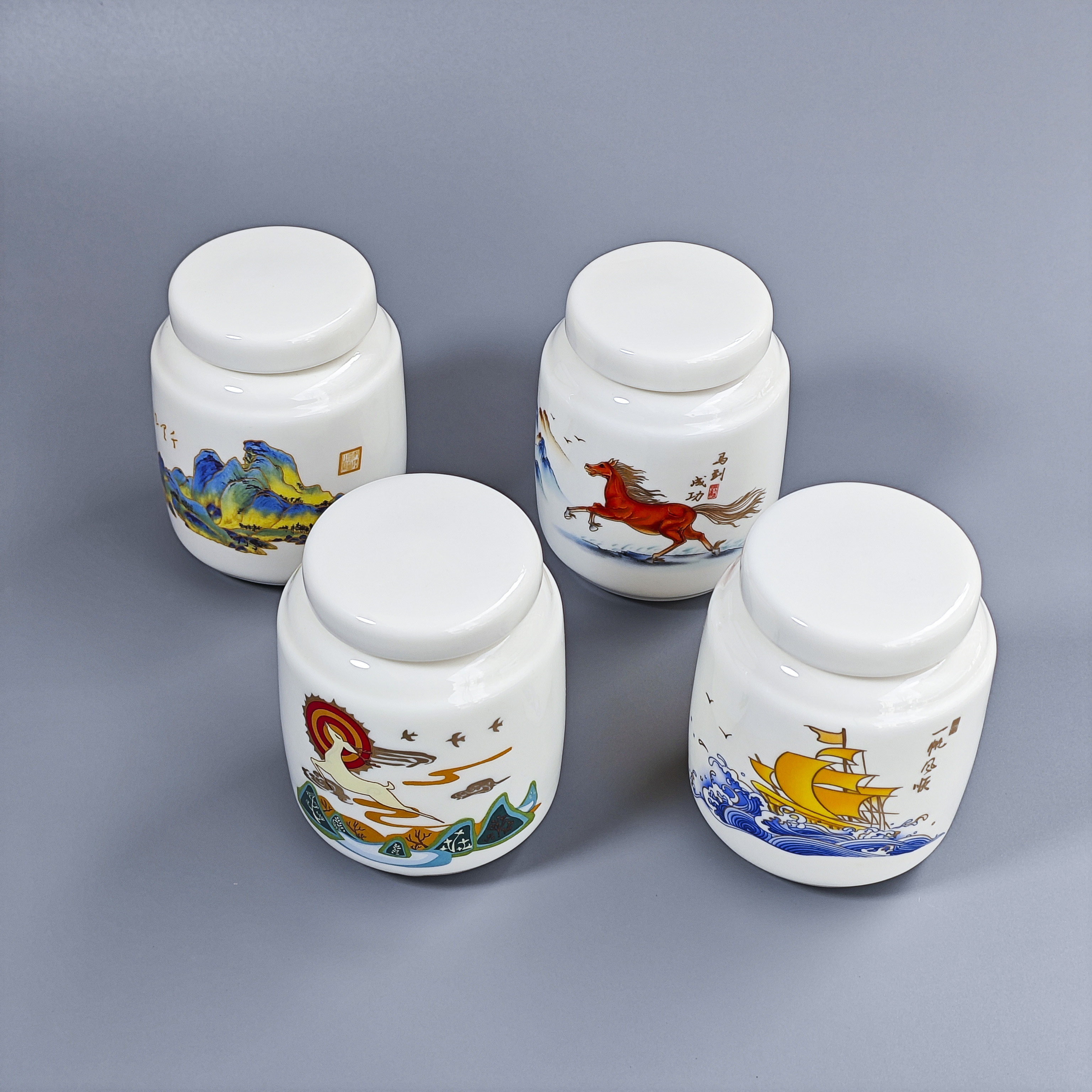 陶瓷膏方罐螺纹口密封中药膏分装瓶香料面膜粉霜包装瓶子定制LOGO