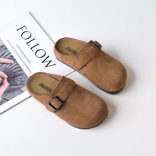 真皮亲子勃肯鞋女童包头穆勒拖鞋
