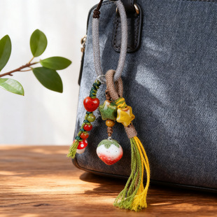 景德镇包包挂件批发手工陶瓷草莓钥匙扣文艺小清新精致可爱包挂件