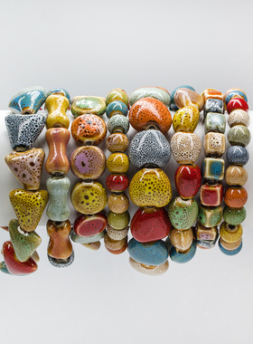 景德镇陶瓷民族风手链花釉手串