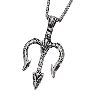 2025秋冬新款海三叉戟项链  跨境热销暗黑风海吊坠钛钢毛衣链