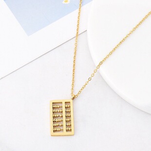 通体钛钢  聚财如意小算盘项链女轻奢网红同款简约百搭配饰感