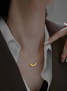 镀金色五福临门转运珠项链女轻奢ins时尚简约百搭锁骨链