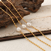 宫廷风复古小众时尚 米珠项链女士钛钢PVD电镀24K金色米粒颗手链