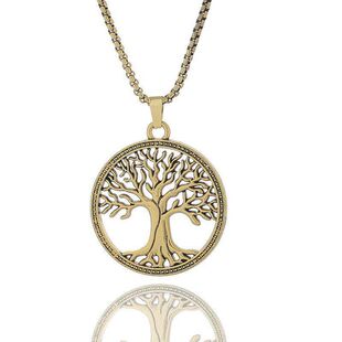 2025新款时尚复古钛钢生命之树项链不锈钢小众百搭家庭树吊坠项链