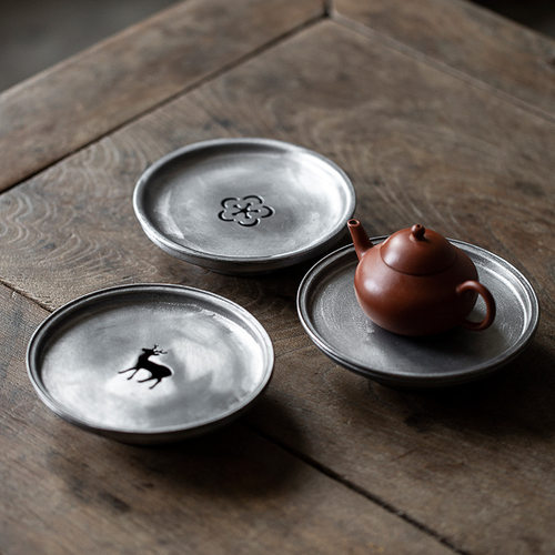 老锡壶承复古干泡台茶盘功夫茶具建水养壶茶承托盘壶垫蓄水高档