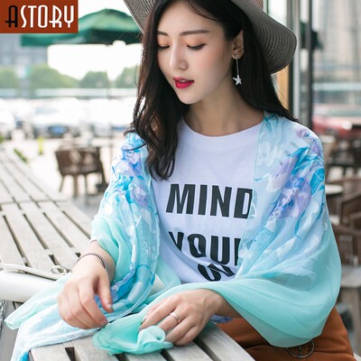 ASTORY春秋学院风超大女长款丝巾双色雪纺韩版纱巾围巾披肩两用