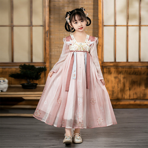 女童汉服2023年秋冬款童装改良齐胸中国风超仙新款古装国风连衣裙