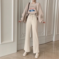 Real shot real price new loose Korean wide leg strap straight cotton floor dragging casual pants