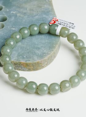 和田玉籽料苏工老型桶珠手串