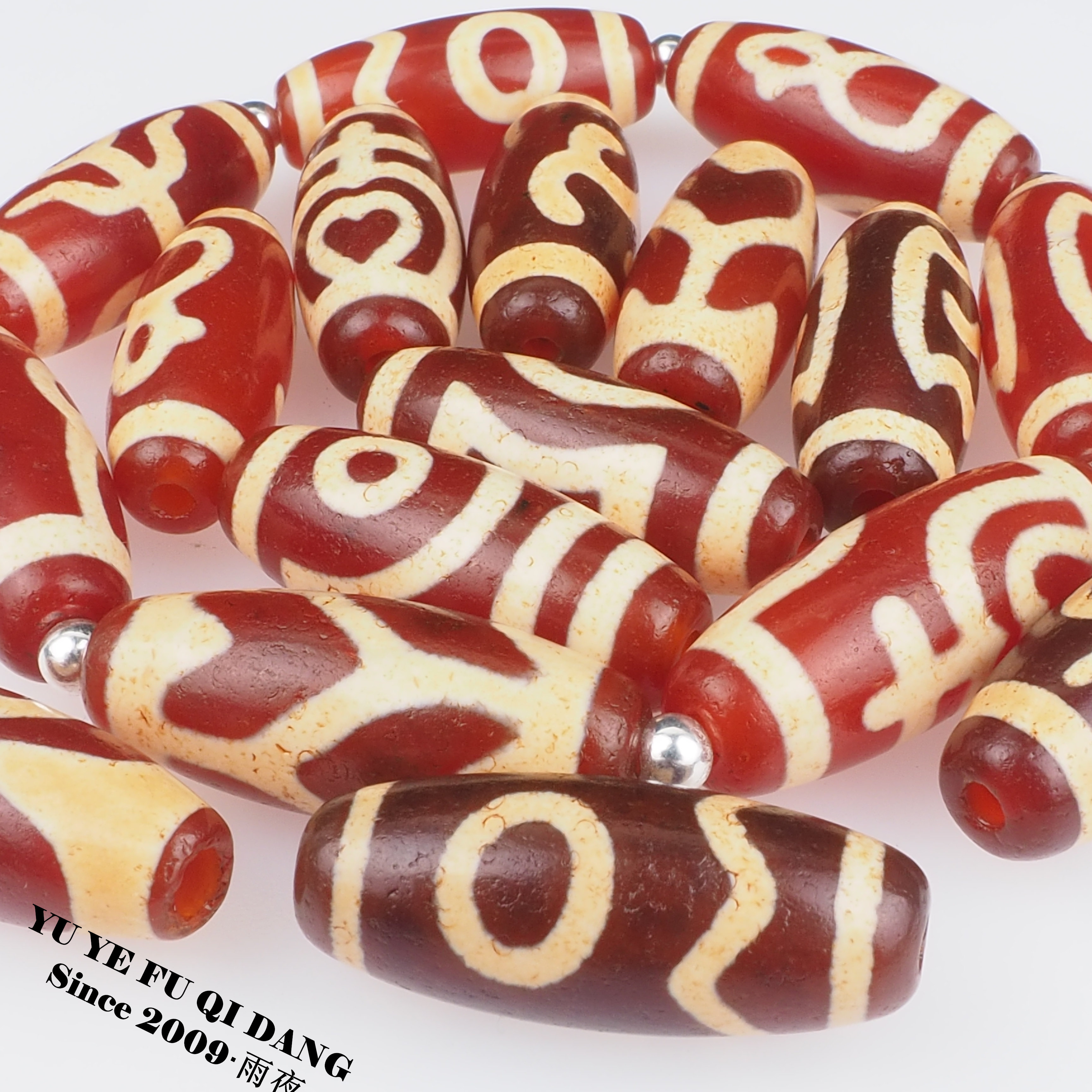 红肉天珠咔咔漏！巴西料红肉精挑28*11桶珠天珠玛瑙男女款diy配饰