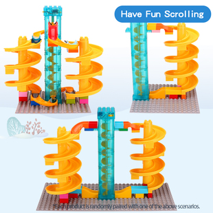 费乐电动循环螺旋塔轨道大颗粒滑道积木玩具男孩子儿童拼装积木