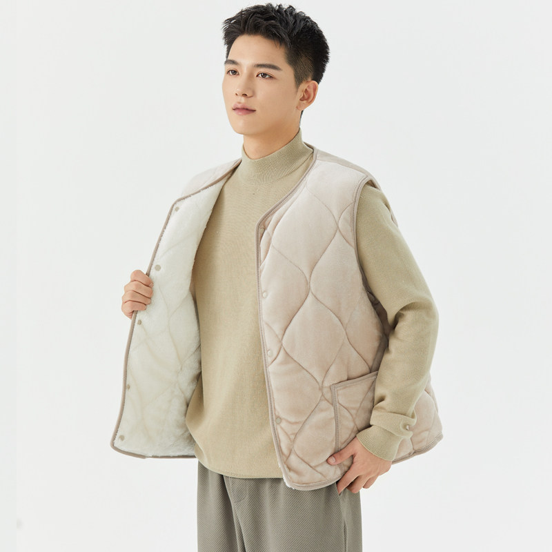 双面加绒羊羔绒羽绒棉马甲男加绒特厚保暖背心打底小棉袄马夹外套,男装,背心,淘宝优惠券,粉丝福利购,淘宝优惠卷