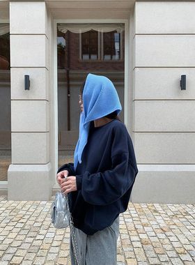 誉一新款2025秋冬韩系针织围脖加绒卫衣女宽松慵懒披肩上衣c3099