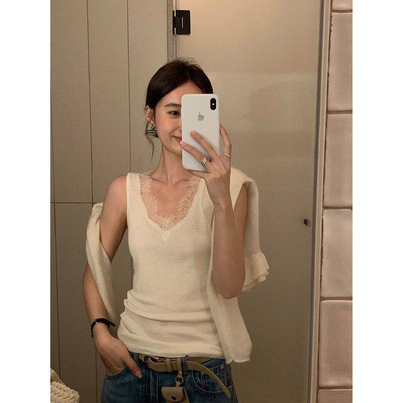TG 叠穿内搭神器 小心机蕾丝花边V领显瘦背心女2026春日新款26466