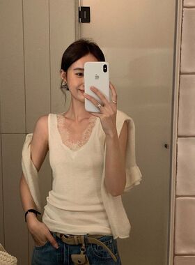 TG 叠穿内搭神器 小心机蕾丝花边V领显瘦背心女2026春日新款26466